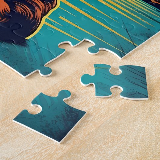 Dachshund met zonnebril op een tropisch strand legpuzzel (Zijkant)