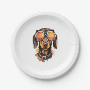 Dachshund met zonnebril papieren bordje
