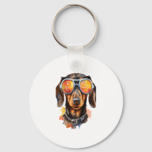 Dachshund met zonnebril sleutelhanger