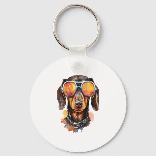 Dachshund met zonnebril sleutelhanger (Voorkant)