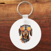 Dachshund met zonnebril sleutelhanger (Voorkant)