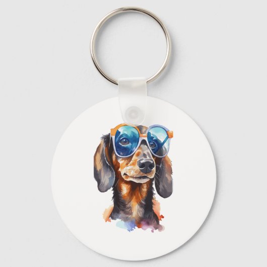 Dachshund met zonnebril sleutelhanger (Voorkant)