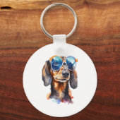 Dachshund met zonnebril sleutelhanger (Voorkant)