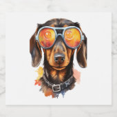 Dachshund met zonnebril sparkling wijnetiket (Enkel label)