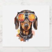 Dachshund met zonnebril sparkling wijnetiket (Enkel label)