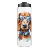 Dachshund met zonnebril thermosbeker (Voorkant)