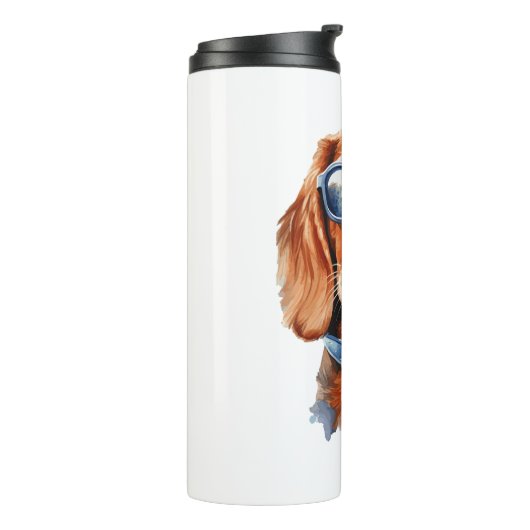 Dachshund met zonnebril thermosbeker (Gedraaid links)