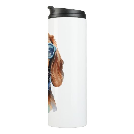 Dachshund met zonnebril thermosbeker (Geroteerd rechts)