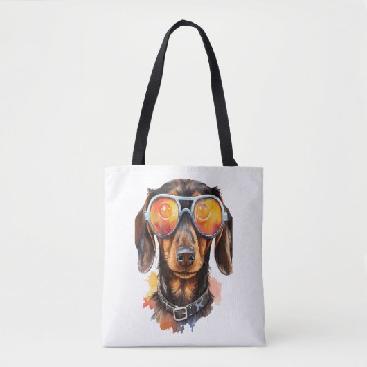 Dachshund met zonnebril tote bag (Voorkant)