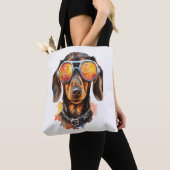 Dachshund met zonnebril tote bag (Dichtbij)