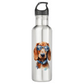 Dachshund met zonnebril waterfles  (Voorkant)