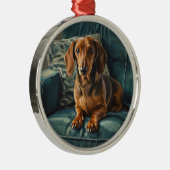 Dachshund Metalen Ornament (Rechts)