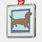 Dachshund Metalen Ornament (Links)
