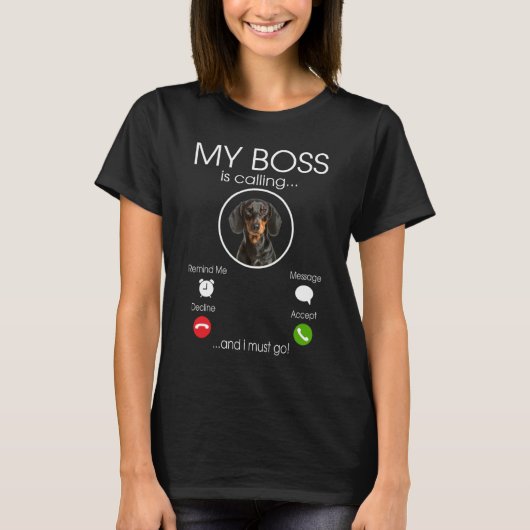 Dachshund mijn baas t-shirt (Voorkant)