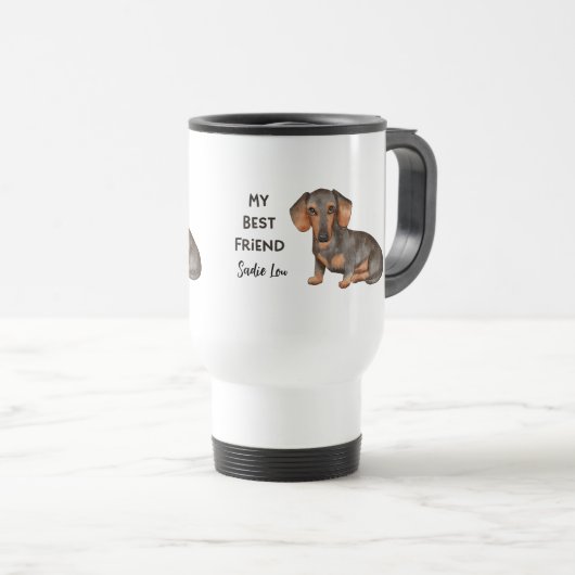 Dachshund Mijn Beste Vriend Custom Name Travel Mok (Voorkant rechts)