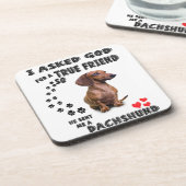 Dachshund Miniature Gift, Sause Dog, Weenie Wog Bier Onderzetter (Linkerzijde)