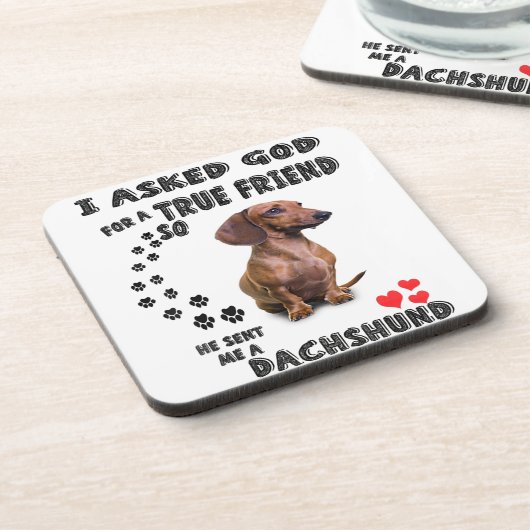 Dachshund Miniature Gift, Sause Dog, Weenie Wog Bier Onderzetter (Linkerzijde)