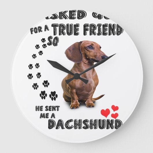 Dachshund Miniature Gift, Sause Dog, Weenie Wog Grote Klok (Voorkant)