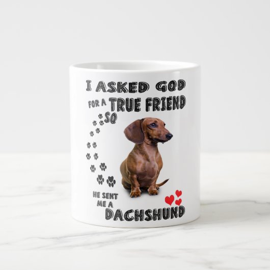 Dachshund Miniature Gift, Sause Dog, Weenie Wog Grote Koffiekop (Voorkant)