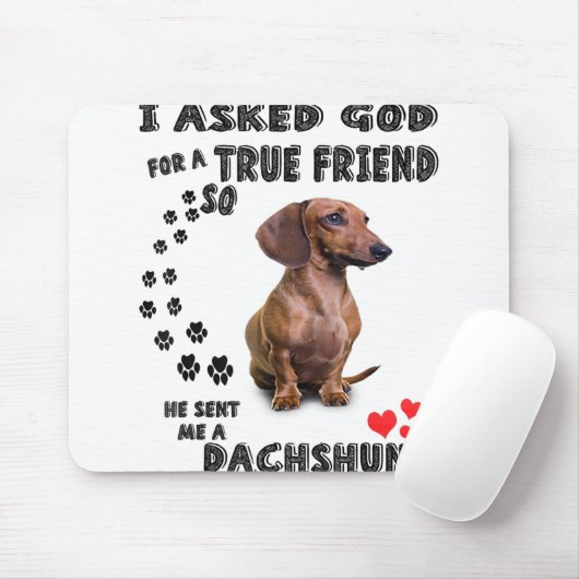 Dachshund Miniature Gift, Sause Dog, Weenie Wog Muismat (Met muis)