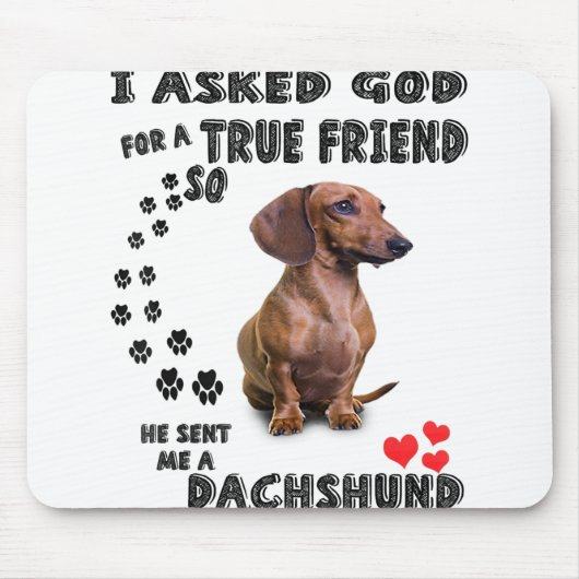 Dachshund Miniature Gift, Sause Dog, Weenie Wog Muismat (Voorkant)