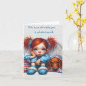 Dachshund mist je kaart (Gele Bloem)