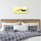 Dachshund Mistletoe Kiss - Wiener Dog Kerstmis Canvas Afdruk (Insitu (Slaapkamer))