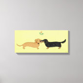 Dachshund Mistletoe Kiss - Wiener Dog Kerstmis Canvas Afdruk (Voorkant)