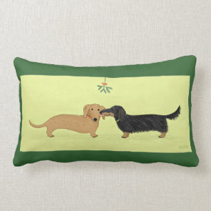Dachshund Mistletoe Kiss - Wiener Dog Kerstmis Kussen