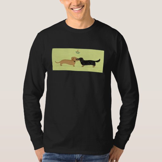 Dachshund Mistletoe Kiss - Wiener Dog Kerstmis T-shirt (Voorkant)