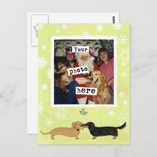 Dachshund Mistletoe Wiener Dogs Photo Template Briefkaart (Voorkant / Achterkant)
