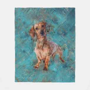 Dachshund Mixed Media Art Fleece Deken