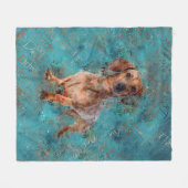Dachshund Mixed Media Art Fleece Deken (Voorkant (Horizontaal))
