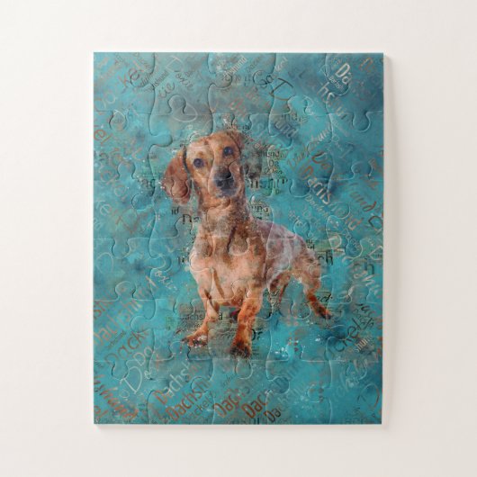 Dachshund Mixed Media Art Legpuzzel (Verticaal)