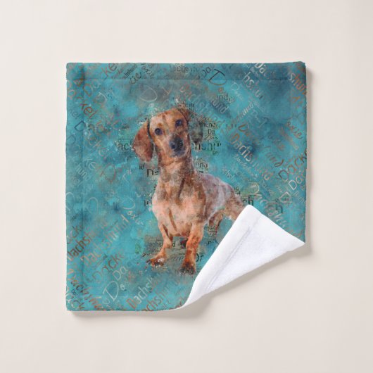 Dachshund Mixed Media Art Washandje (Wasdoekje)