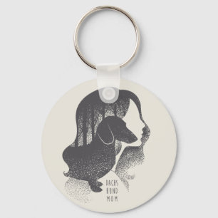 Dachshund Moeder Dotwork Pointillisme Illustratie Sleutelhanger