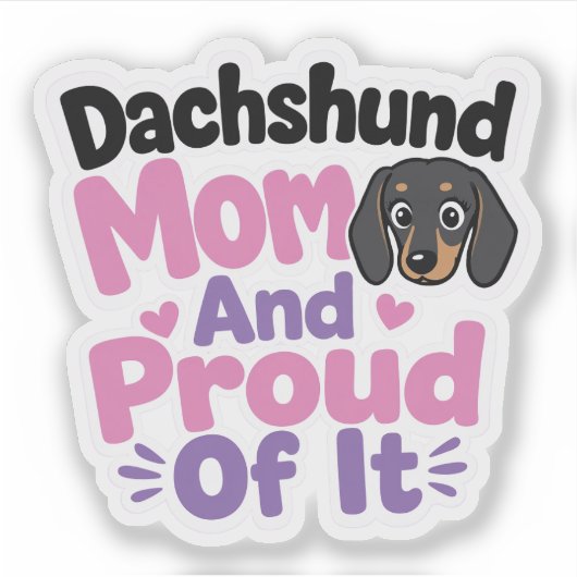 Dachshund Moeder en Trots erop Sticker (Voorkant)