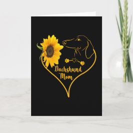 Dachshund Moeder Met Zonnebloem Hart Moederdag Kaart