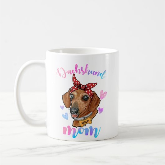 Dachshund Moeder Waterverf Hond Mam Koffiemok (Links)