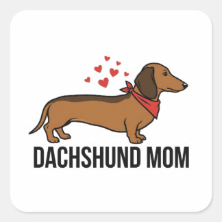 Dachshund Moeder — Wienerse Hond met Sjaal & Harte Vierkante Sticker