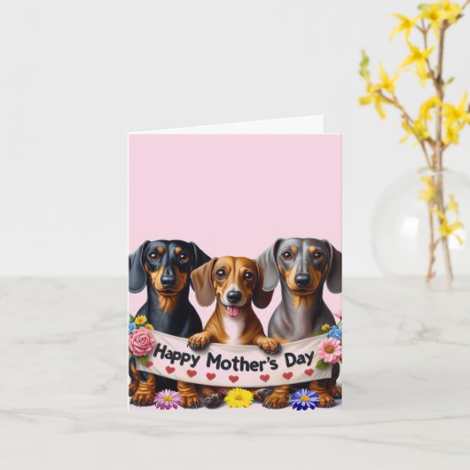 Dachshund Moederdag van ons Kaart (Gele Bloem)