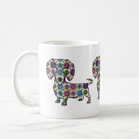 Dachshund - Mok met gekleurde koffie (Links)