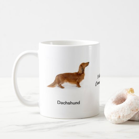 Dachshund-Mok - met twee afbeeldingen en een motie Koffiemok (Met donut)