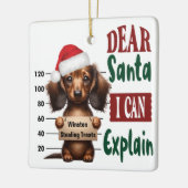 Dachshund Mok Shot: Dear Santa Ik kan het uitlegge Keramisch Ornament (Links)
