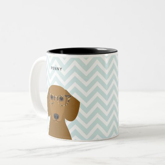 Dachshund-Mokken Tweekleurige Koffiemok (Voorkant links)