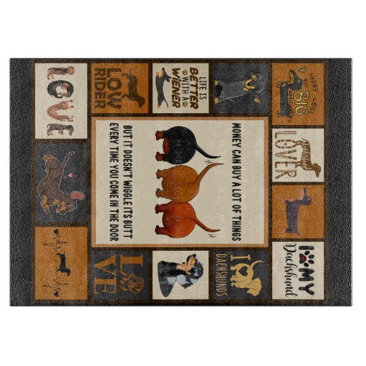 Dachshund Money kan veel dingen kopen in Dachshund Snijplank (Voorkant)