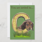 Dachshund-Monogram, hoofdletter C Kaart (Voorkant)