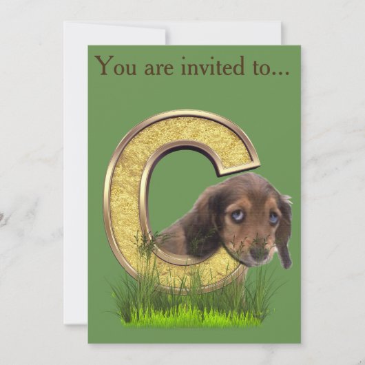 Dachshund-Monogram, hoofdletter C Kaart (Voorkant)