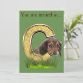 Dachshund-Monogram, hoofdletter C Kaart (Staand voorkant)