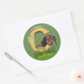 Dachshund-Monogram, hoofdletter C Ronde Sticker (Envelop)